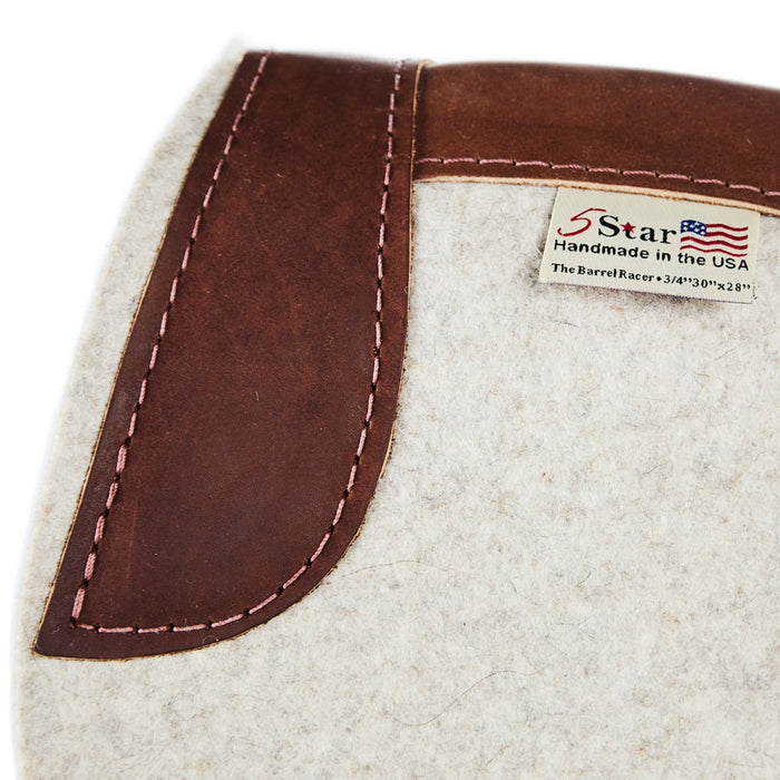 5 Star Equine Products Supplies Inc. 3/4in No Gullet Barrel Racer Natural Felt Saddle Pad