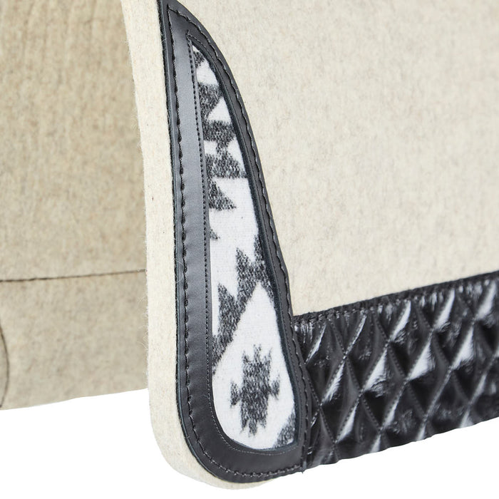 5 Star Equine Products Supplies Inc. 3/4in Barrel Racer Black/White Aztec Inlay Felt Saddle Pad