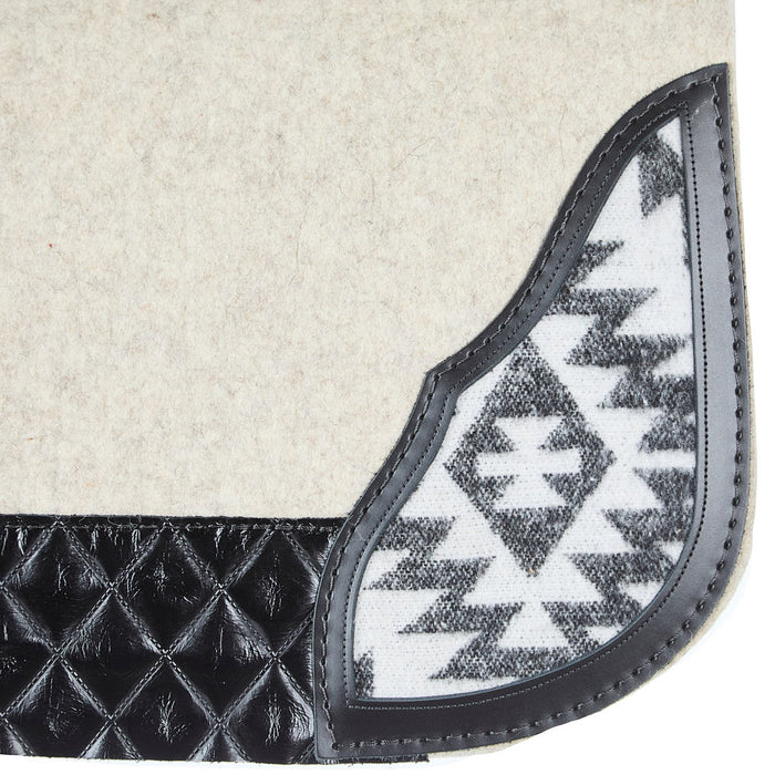 5 Star Equine Products Supplies Inc. 3/4in Barrel Racer Black/White Aztec Inlay Felt Saddle Pad