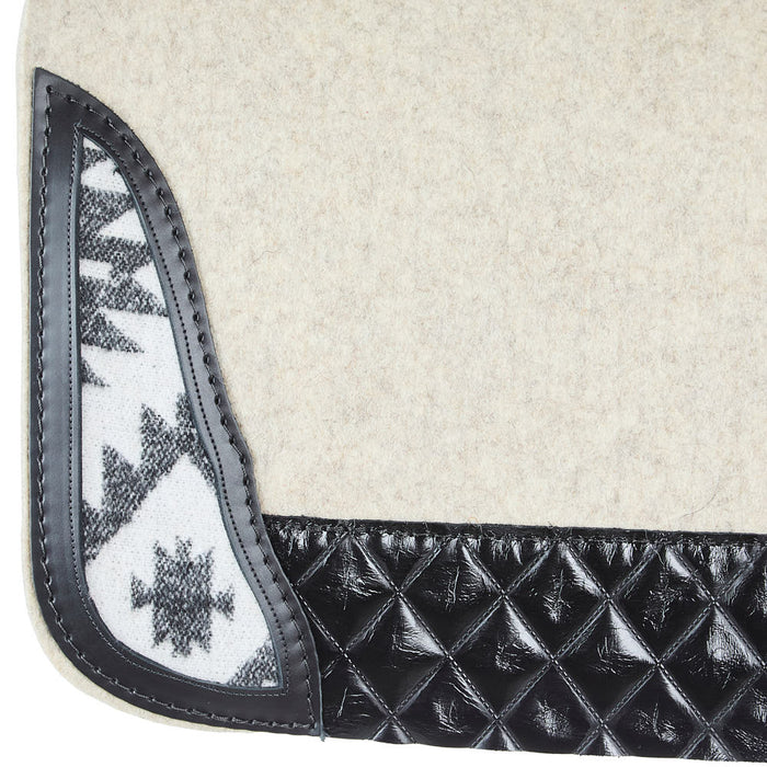 5 Star Equine Products Supplies Inc. 3/4in Barrel Racer Black/White Aztec Inlay Felt Saddle Pad