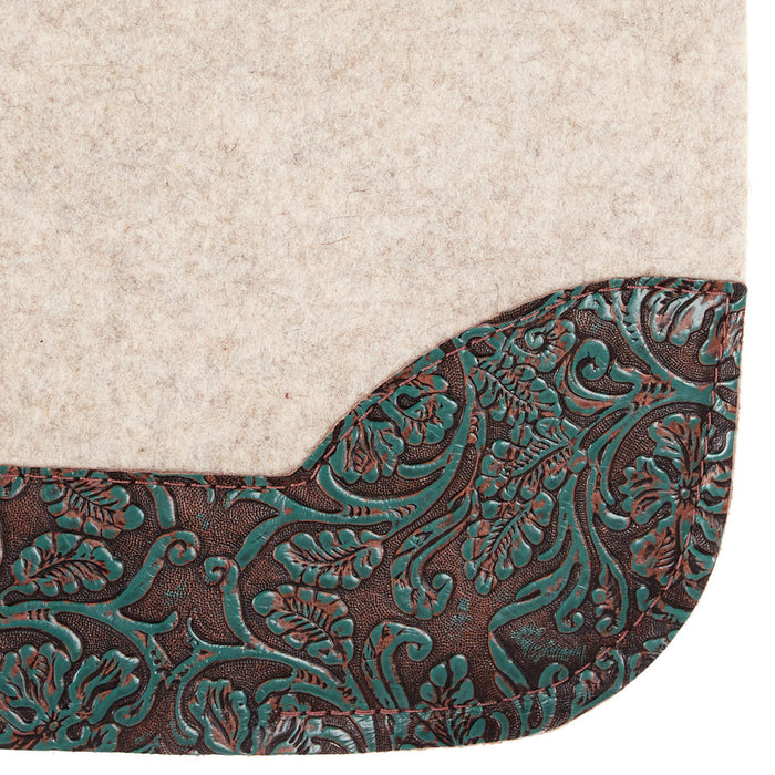 5 Star Equine Products Supplies Inc. 3/4in Barrel Racer Turquoise Brown Cowboy Tool Natural Felt Saddle Pad