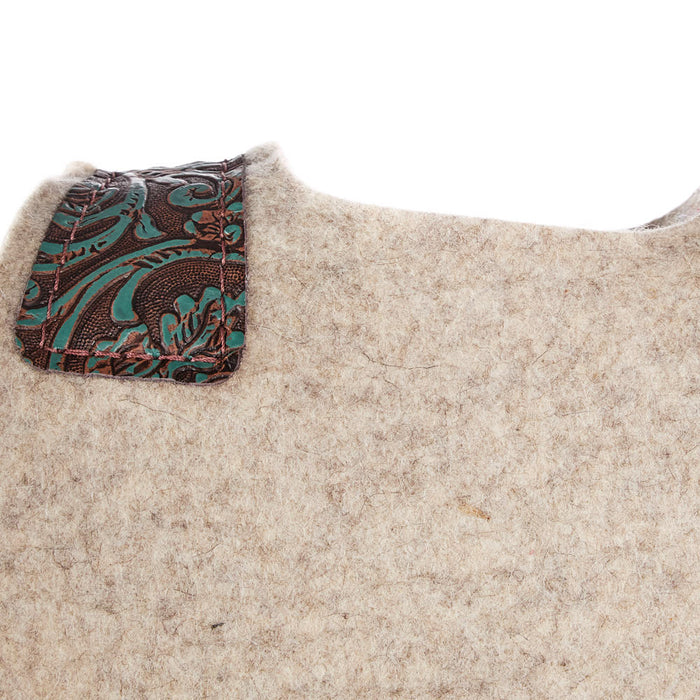 5 Star Equine Products Supplies Inc. 3/4in Barrel Racer Turquoise Brown Cowboy Tool Natural Felt Saddle Pad