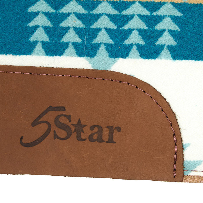 5 Star Equine Products Supplies Inc. 3/4in Natural All Around Aqua Aztec Felt Saddle Pad