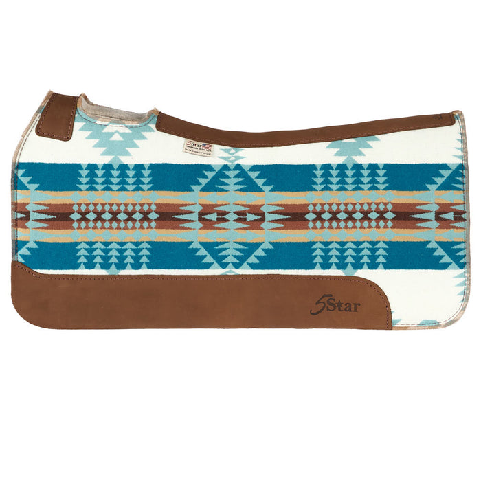 5 Star Equine Products Supplies Inc. 3/4in Natural All Around Aqua Aztec Felt Saddle Pad