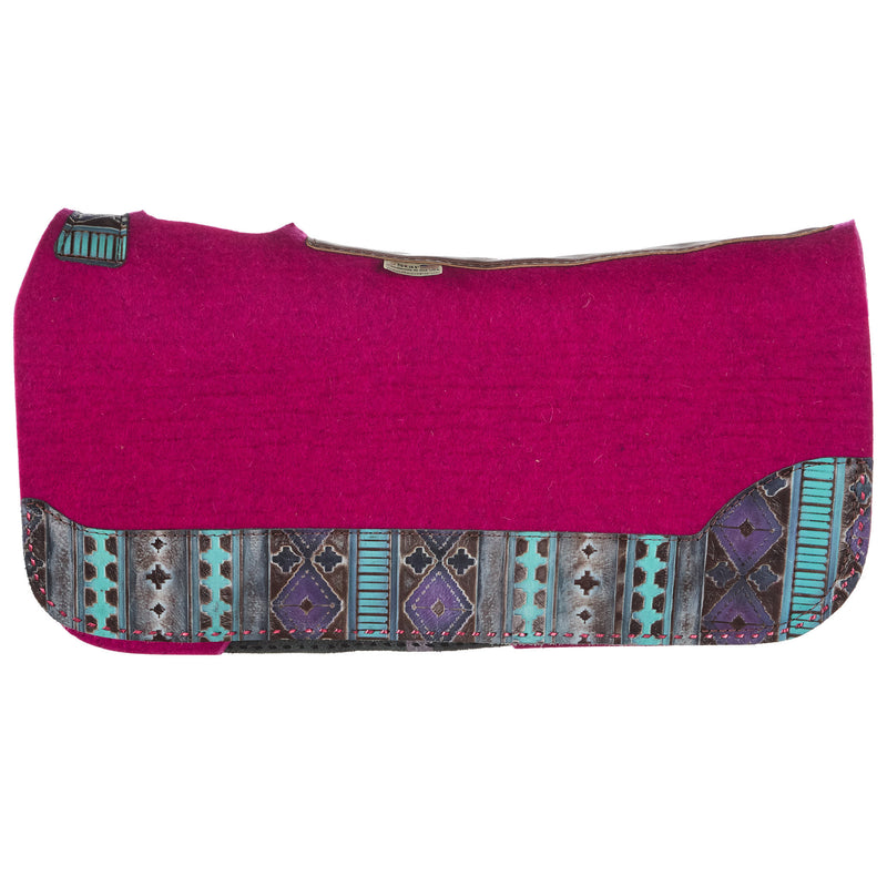 5 Star Equine Products Supplies Inc. 3/4in. 30x28 Barrel Racer Pink Felt Saddle Pad w/Navajo and Pink Buckstitch