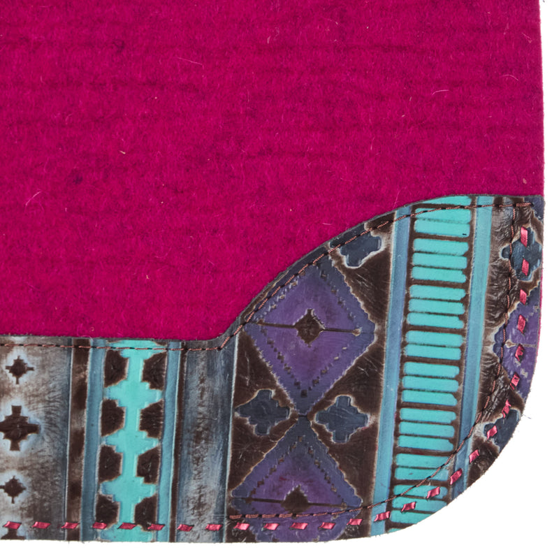 5 Star Equine Products Supplies Inc. 3/4in. 30x28 Barrel Racer Pink Felt Saddle Pad w/Navajo and Pink Buckstitch