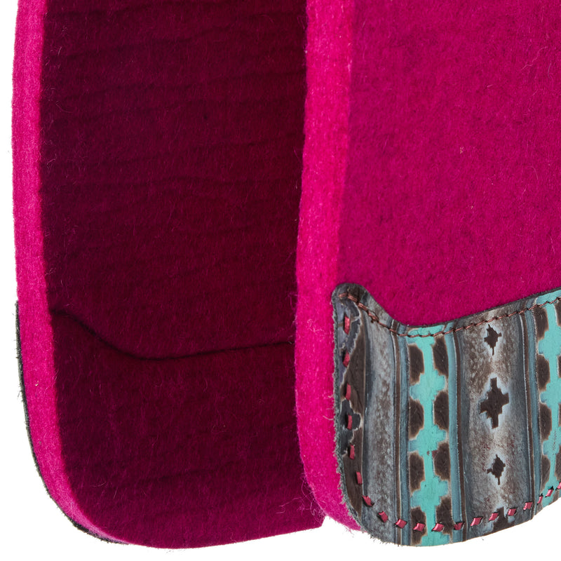 5 Star Equine Products Supplies Inc. 3/4in. 30x28 Barrel Racer Pink Felt Saddle Pad w/Navajo and Pink Buckstitch