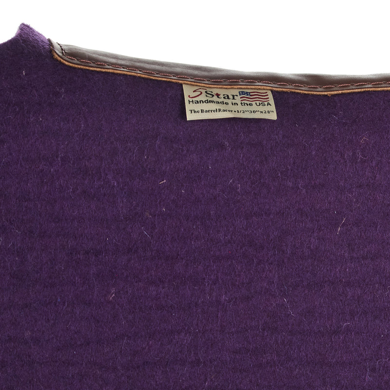 5 Star Equine Products Supplies Inc. 3/4in. 30x28 Barrel Racer Felt Saddle Pad w/Golden Leopard Purple Buckstitch