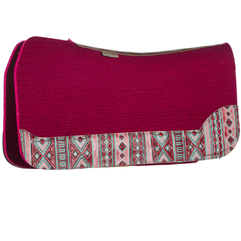 5 Star Equine Products Supplies Inc. 3/4in. 30x28 Coral Mint Aztec Raspberry Felt Barrel Racer Flex Fit Saddle Pad