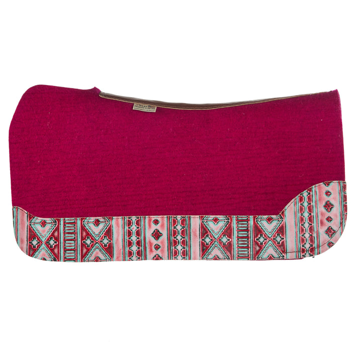 5 Star Equine Products Supplies Inc. 3/4in. 30x28 Coral Mint Aztec Raspberry Felt Barrel Racer Flex Fit Saddle Pad