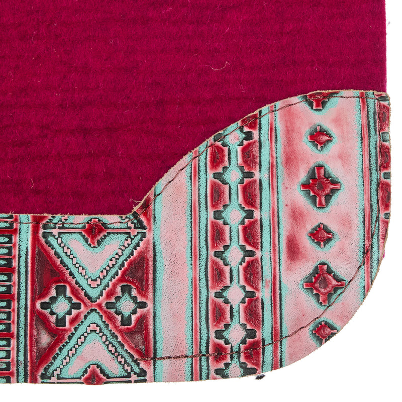 5 Star Equine Products Supplies Inc. 3/4in. 30x28 Coral Mint Aztec Raspberry Felt Barrel Racer Flex Fit Saddle Pad