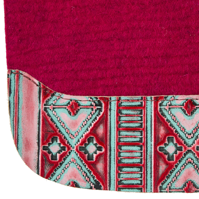 5 Star Equine Products Supplies Inc. 3/4in. 30x28 Coral Mint Aztec Raspberry Felt Barrel Racer Flex Fit Saddle Pad