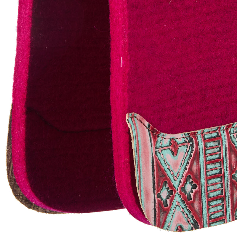 5 Star Equine Products Supplies Inc. 3/4in. 30x28 Coral Mint Aztec Raspberry Felt Barrel Racer Flex Fit Saddle Pad