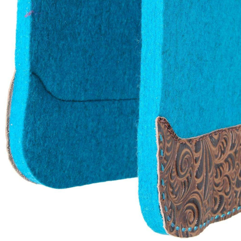5 Star Equine Products Supplies Inc. 3/4in. 30X28 Brown Floral and Turquoise Buckstitch Barrel Racer Felt Saddle Pad
