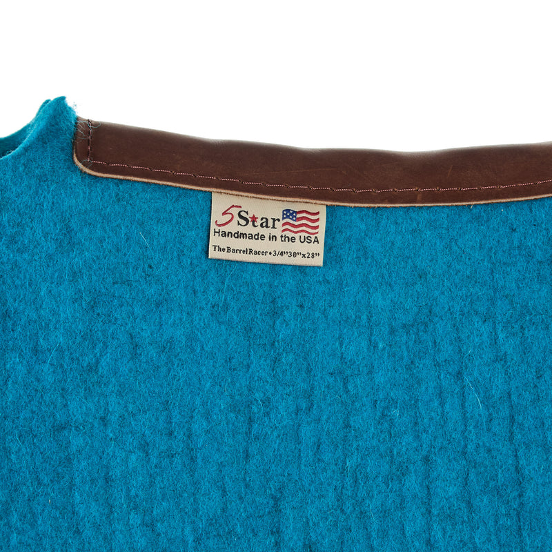 5 Star Equine Products Supplies Inc. 3/4in. 30x28 Barrel Racer Felt Saddle Pad Copper Aztec w/ Aqua Buckstitch