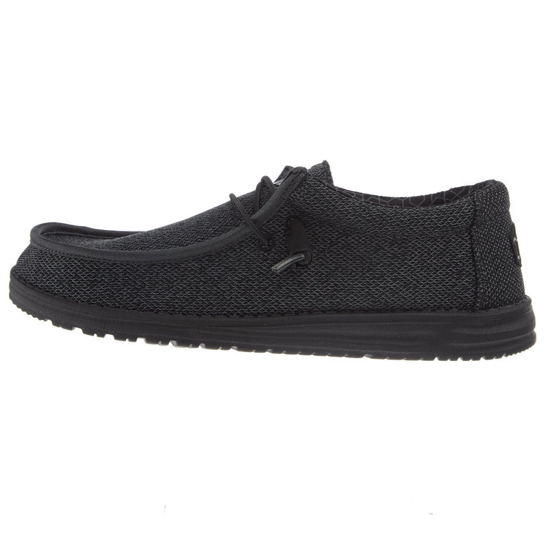 Hey Dude Mens Wally Sox Micro Total Black Casual Shoe