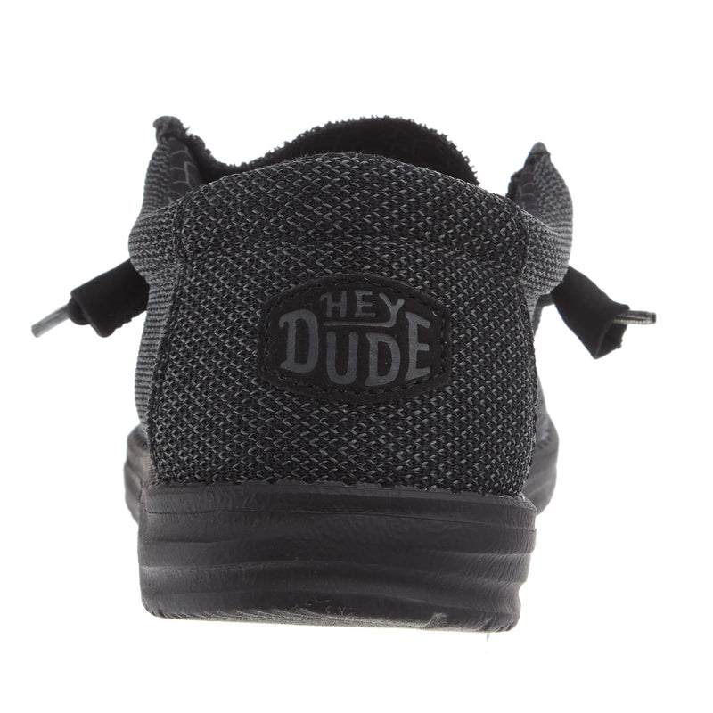 Hey Dude Mens Wally Sox Micro Total Black Casual Shoe