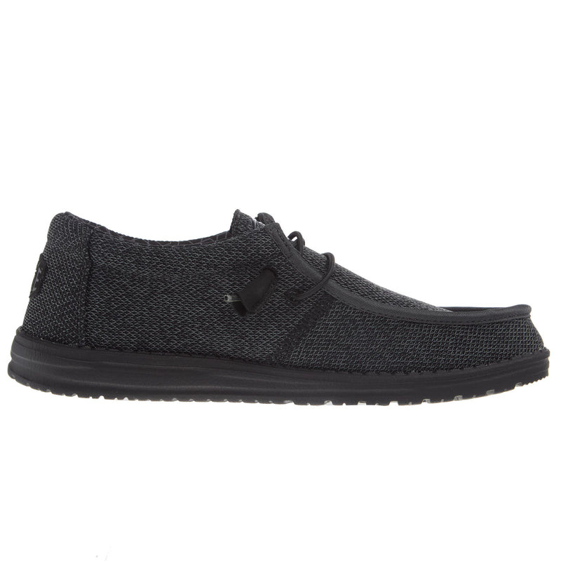 Hey Dude Mens Wally Sox Micro Total Black Casual Shoe