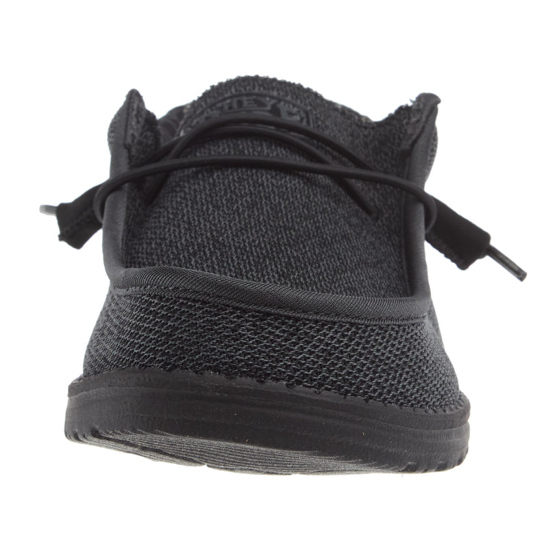 Hey Dude Mens Wally Sox Micro Total Black Casual Shoe