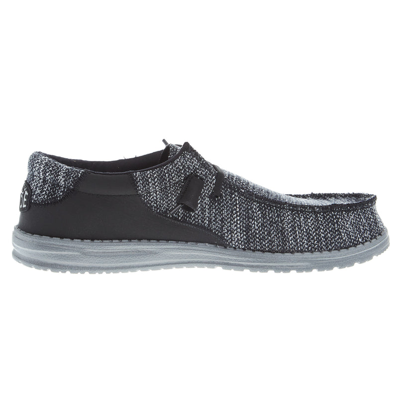 Hey Dude Men's Wally Stitch Flecked Woven Black Casual Shoe