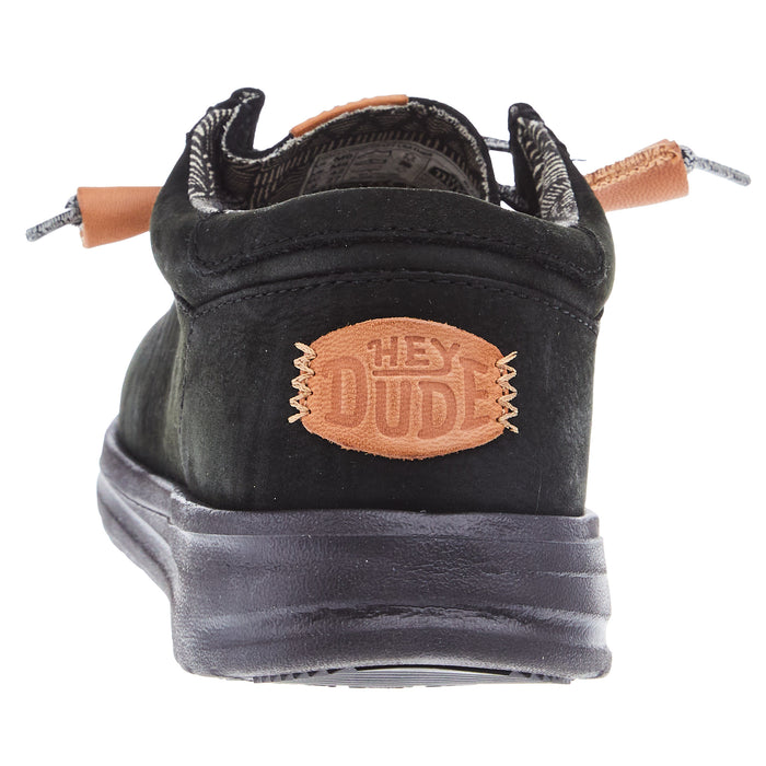 Hey Dude Mens Wally Black Grip Craft Leather Casual Shoe