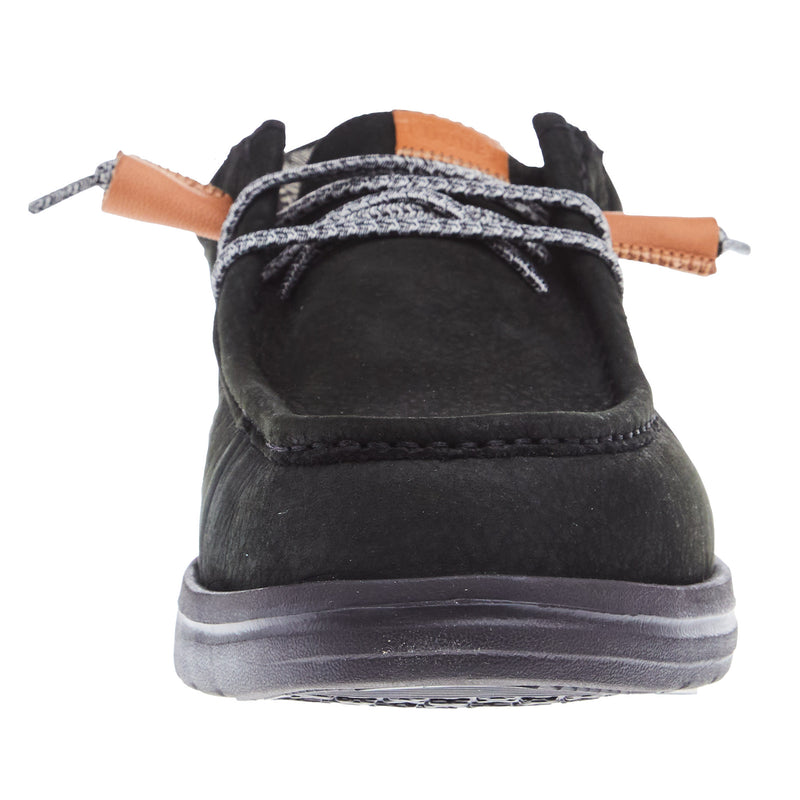 Hey Dude Mens Wally Black Grip Craft Leather Casual Shoe