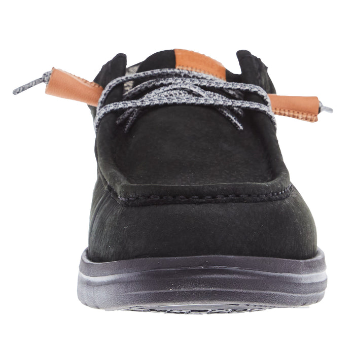 Hey Dude Mens Wally Black Grip Craft Leather Casual Shoe