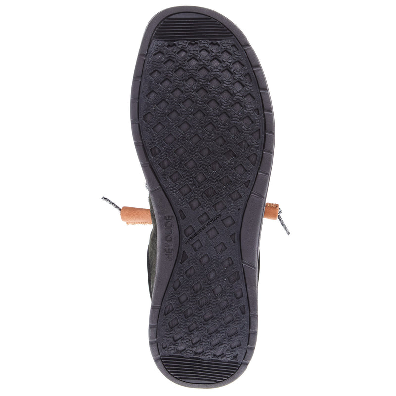 Hey Dude Mens Wally Black Grip Craft Leather Casual Shoe
