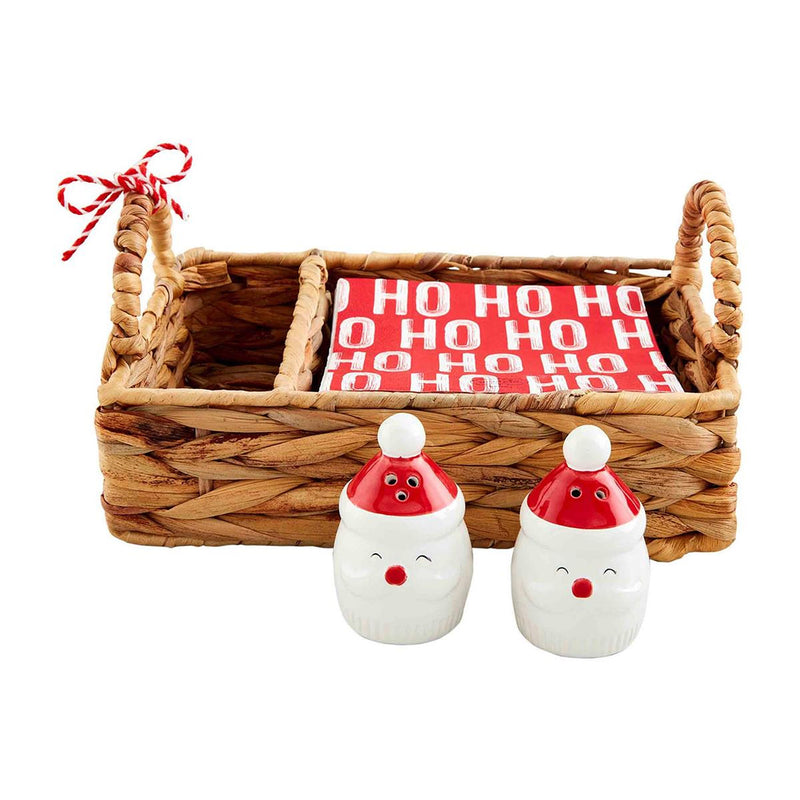 Mud Pie Santa Salt/Pepper Napkin Basket Set