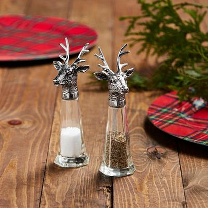 Mud Pie Salt & Pepper Metal Deer Set