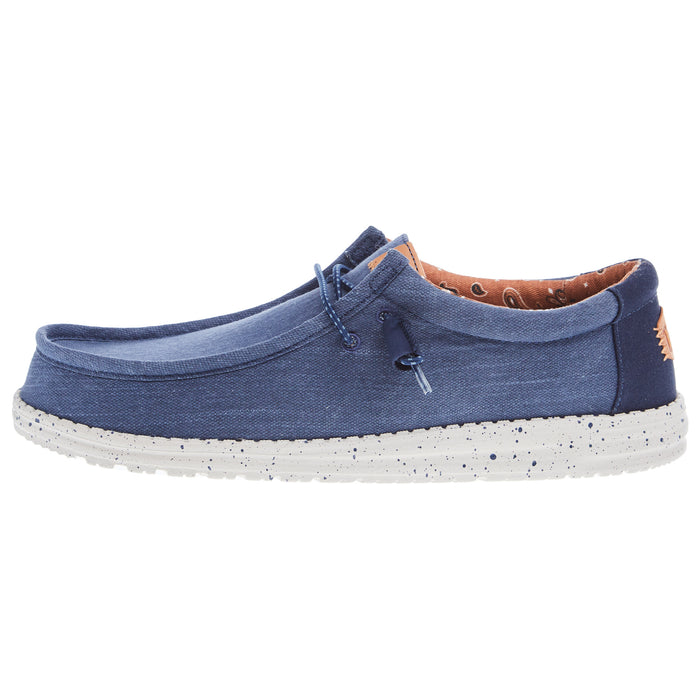 Hey Dude Men's Wally Navy Wash Canvas Casual Shoe