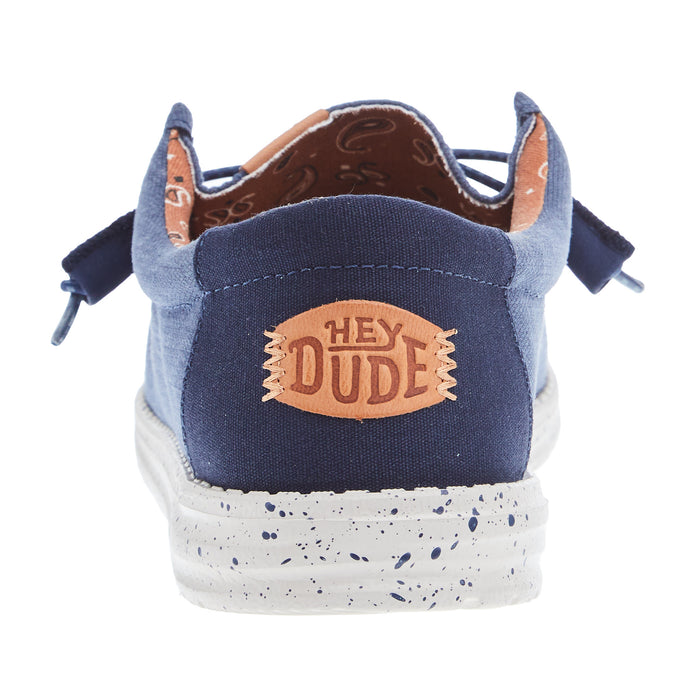 Hey Dude Men's Wally Navy Wash Canvas Casual Shoe