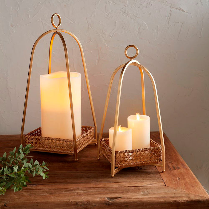 Mud Pie Cane Tray Lantern Set