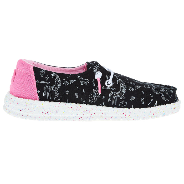Hey Dude Youth Wendy Unicorn Black Casual Shoe