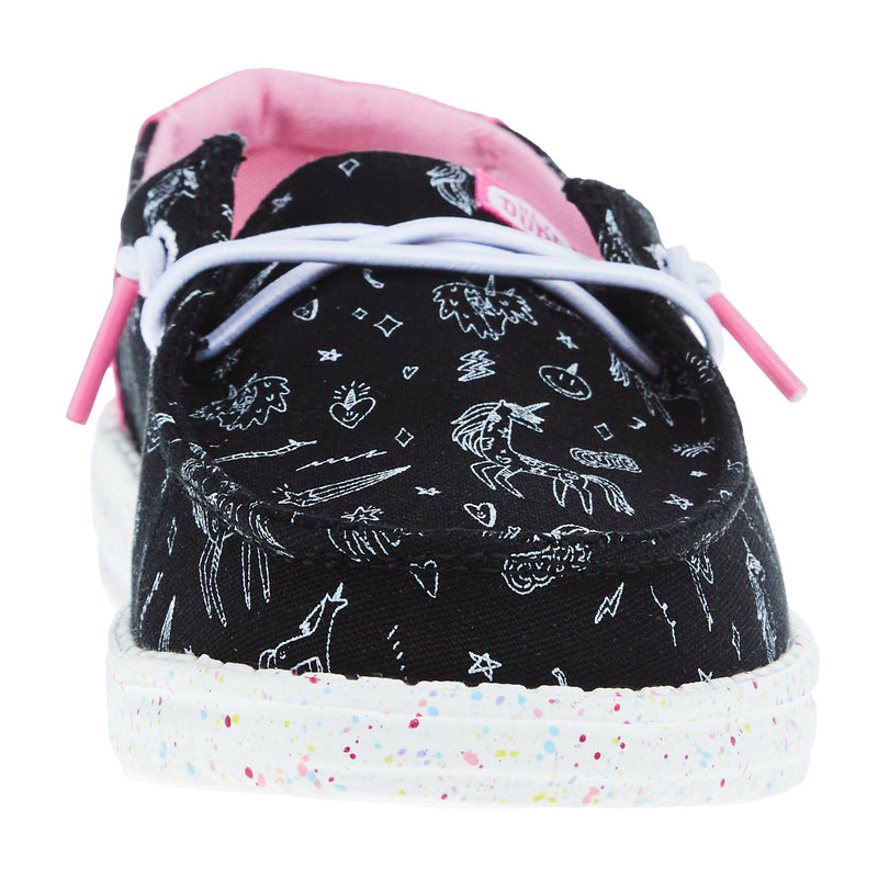 Hey Dude Youth Wendy Unicorn Black Casual Shoe