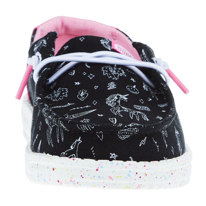 Hey Dude Youth Wendy Unicorn Black Casual Shoe