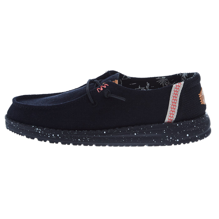 Hey Dude Youth Wendy Washed Canvas Black Casual Shoe