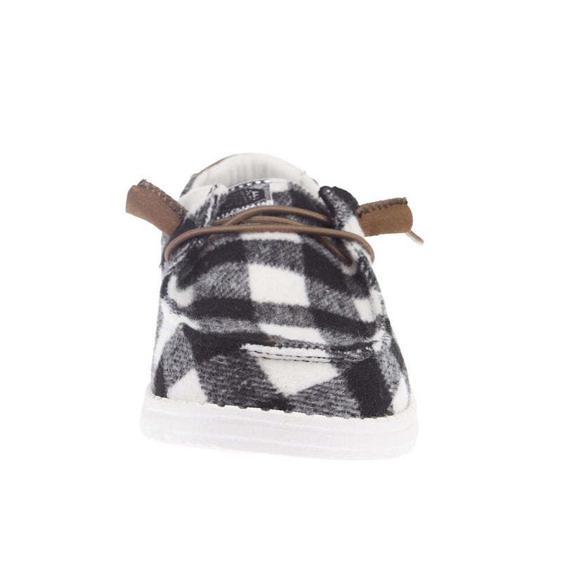 Hey Dude Women's Wendy Buffalo Plaid White and Black Casual