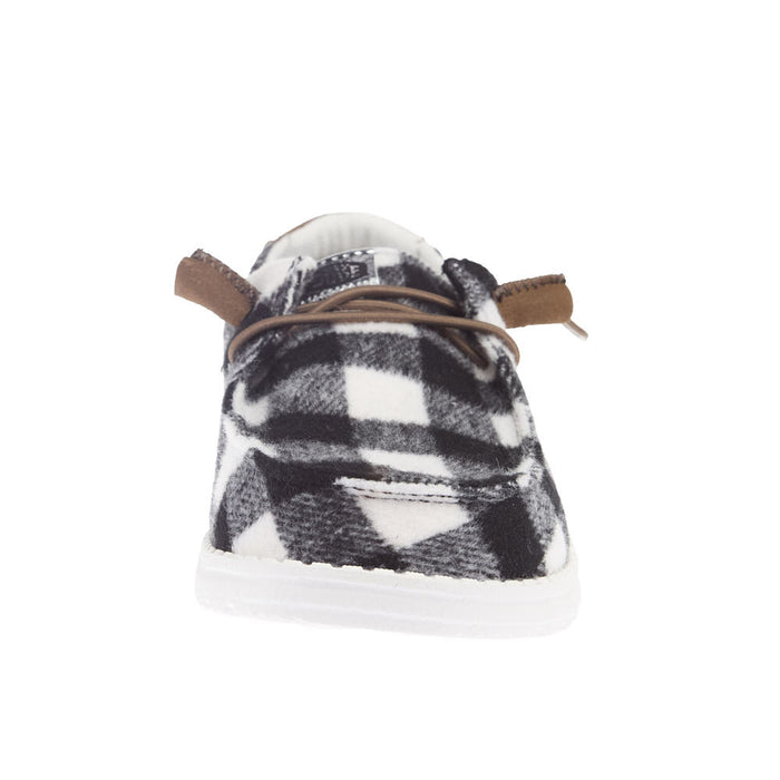 Hey Dude Women's Wendy Buffalo Plaid White and Black Casual