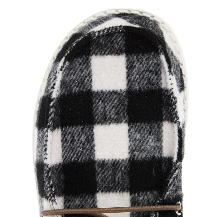 Hey Dude Women's Wendy Buffalo Plaid White and Black Casual