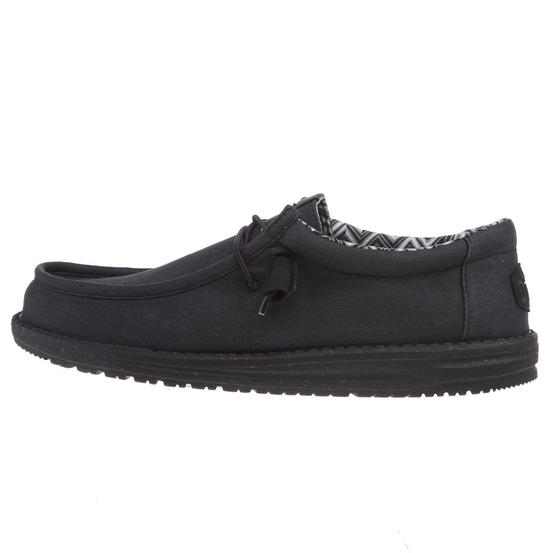 Hey Dude Men's Wally Canvas Black On Black Casual Shoe