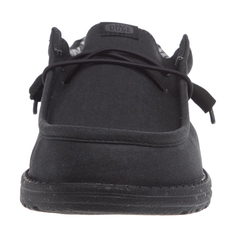 Hey Dude Men's Wally Canvas Black On Black Casual Shoe