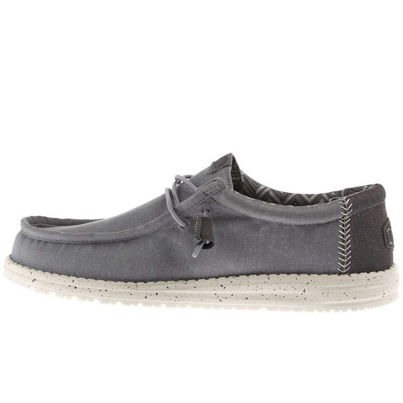 Hey Dude Men's Wally Stretch Canvas Grey Bone White Casual Shoe