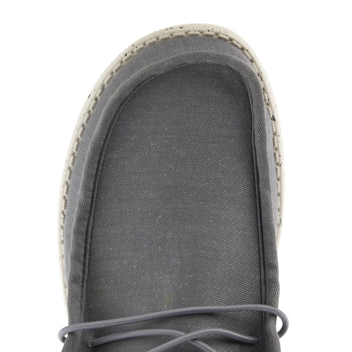 Hey Dude Men's Wally Stretch Canvas Grey Bone White Casual Shoe
