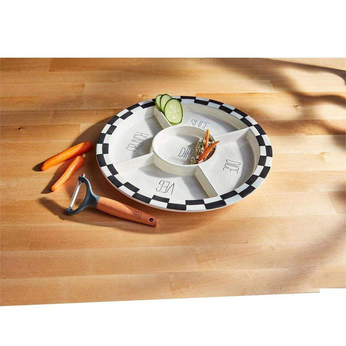 Mud Pie Checkered Crudite Platter Set