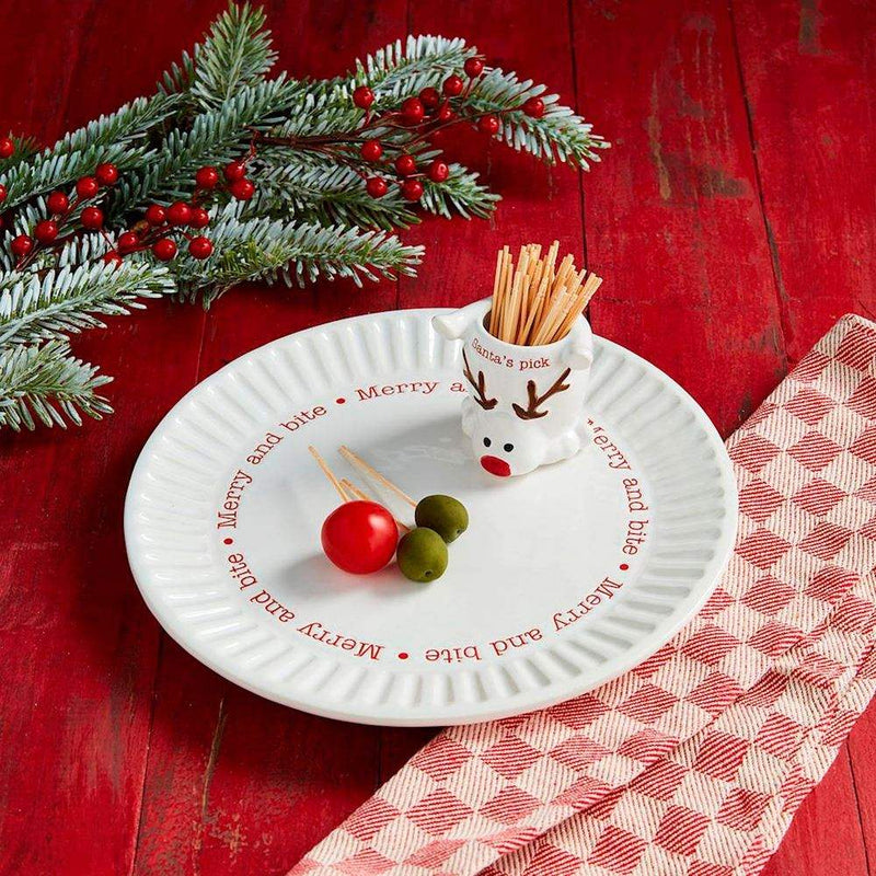 Mud Pie Reindeer Toothpick with Plate