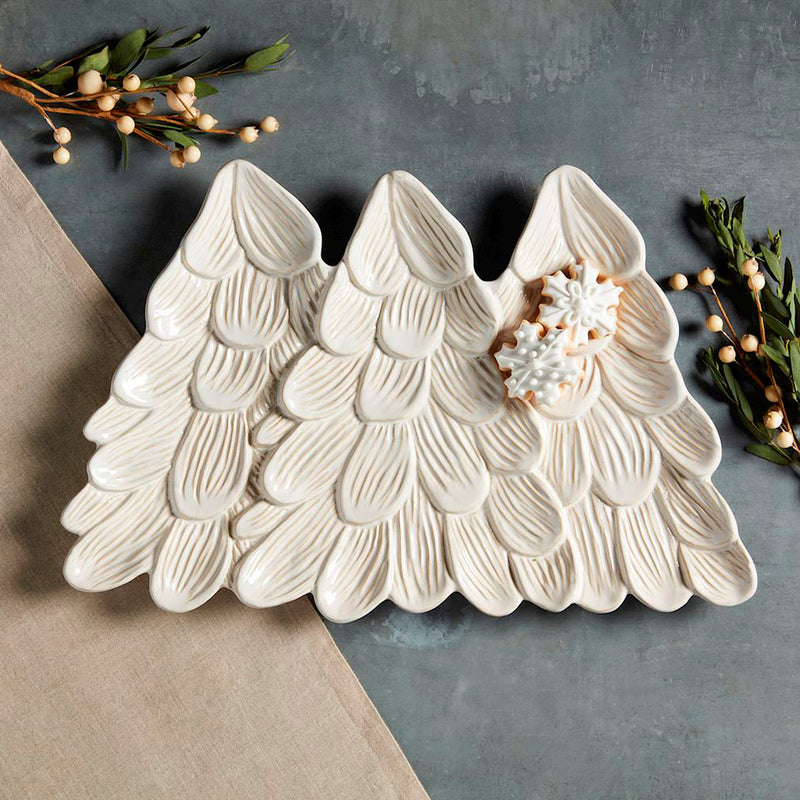 Mud Pie White Christmas Tree Platter