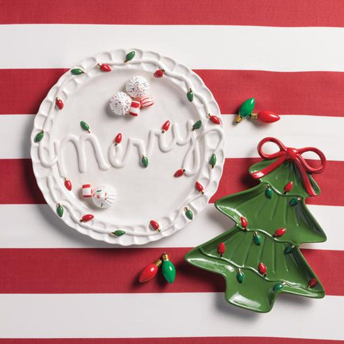 Mud Pie Merry and Tree Platter Set