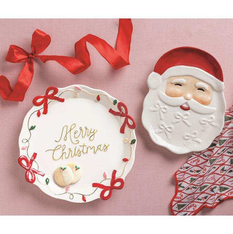 Mud Pie Santa Bow Platter Set