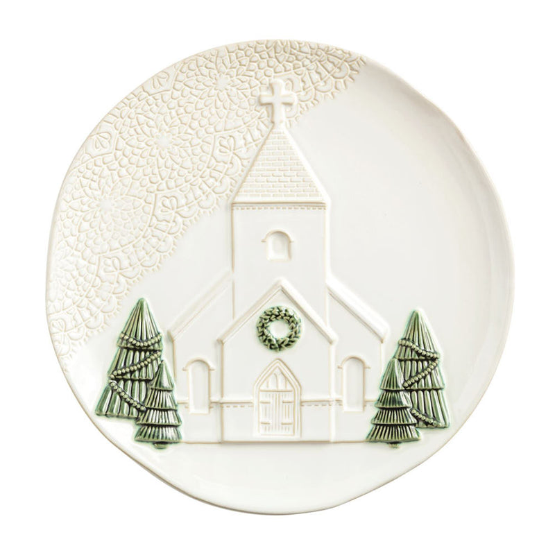Mud Pie Pressed Christmas Church Platter